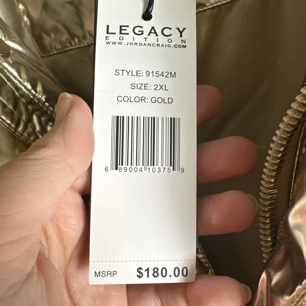 NWT Jordan Craig Toronto Bubble Men's Jacket Metallic Gold 91542M-GOLD